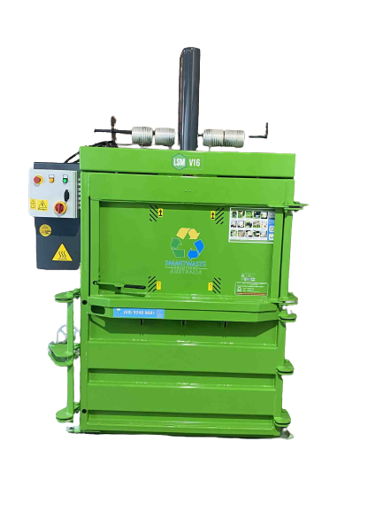 V16 large baler for cardboard and plastic recycling